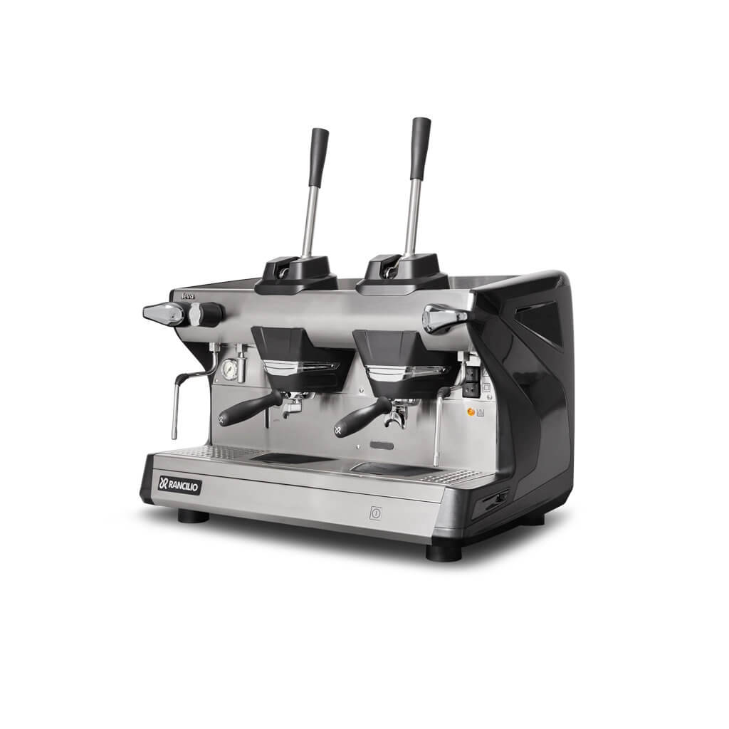 Ekspres 2-grupowy do kawy Classe 5 Leva - czarny, przód, lewy bok Ekspres dwugrupowy do kawy Classe 5 Leva w kolorze czarnym - przód, lewy bok