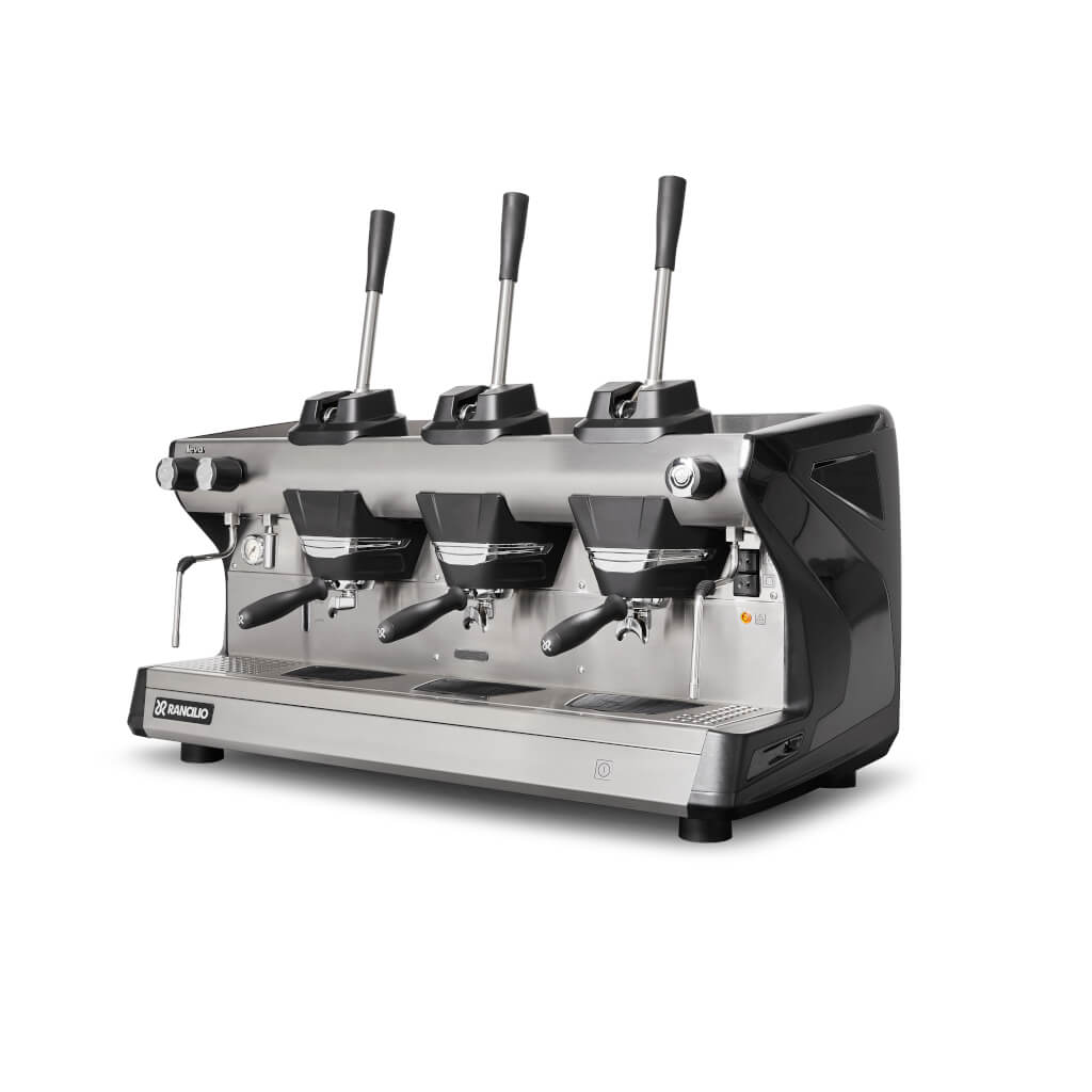 Ekspres trzygrupowy do kawy Classe 5 Leva w kolorze czarnym - przód, lewy bok