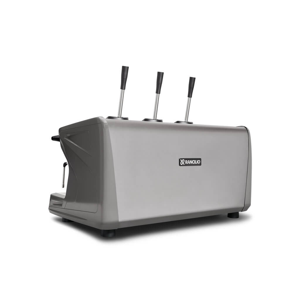 Ekspres 3-grupowy do kawy Classe 5 Leva - szary, tył, lewy bok Ekspres trzygrupowy do kawy Classe 5 Leva w kolorze szarym - tył, lewy bok