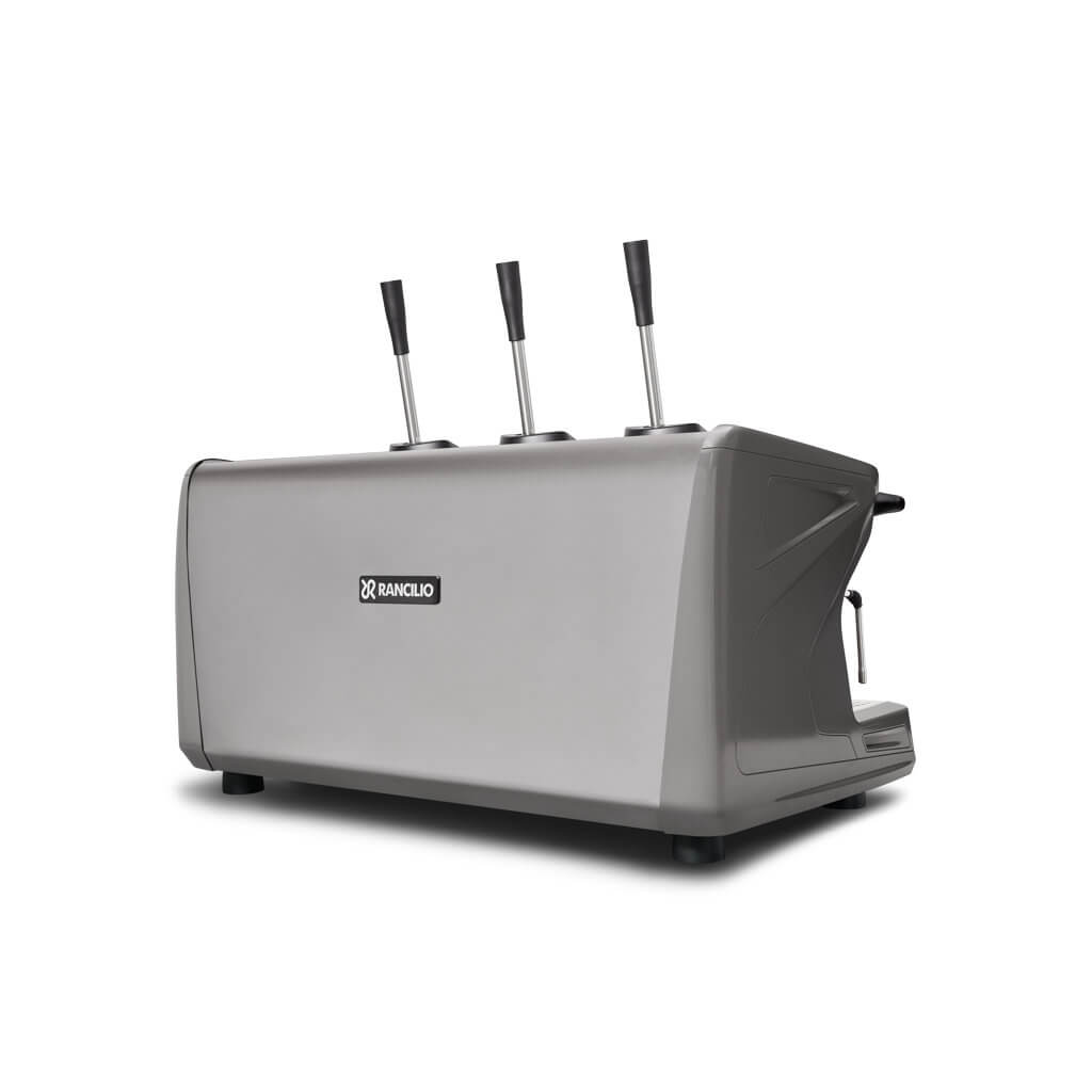 Ekspres 3-grupowy do kawy Classe 5 Leva - szary, tył, prawy bok Ekspres trzygrupowy do kawy Classe 5 Leva w kolorze szarym - tył, prawy bok