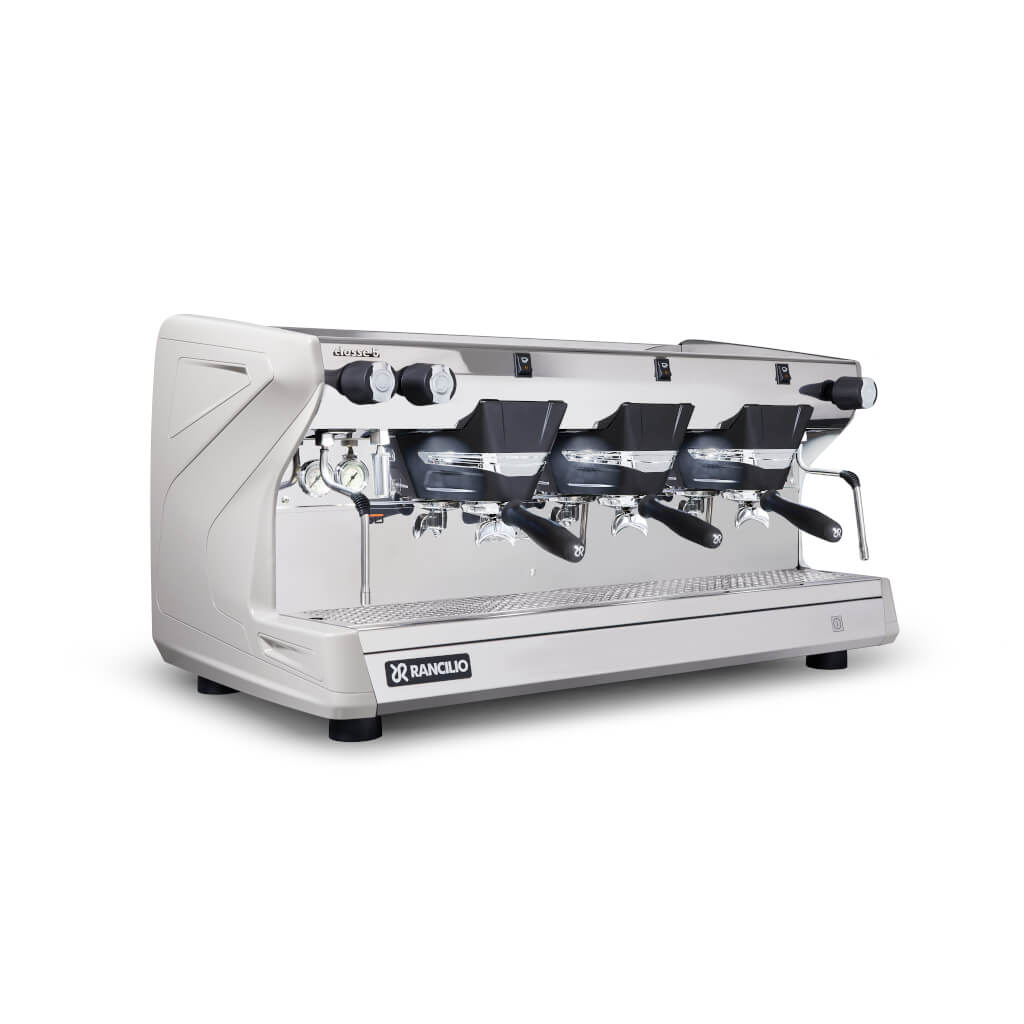 Ekspres trzygrupowy do kawy Classe 5 S w kolorze białym - przód, prawy bok