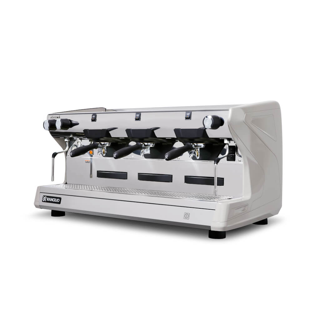 Ekspres trzygrupowy do kawy Classe 5 S w kolorze białym - przód, lewy bok