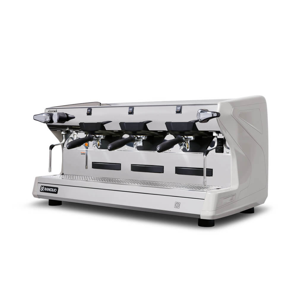 Ekspres trzygrupowy do kawy Classe 5 S w kolorze białym - przód, lewy bok