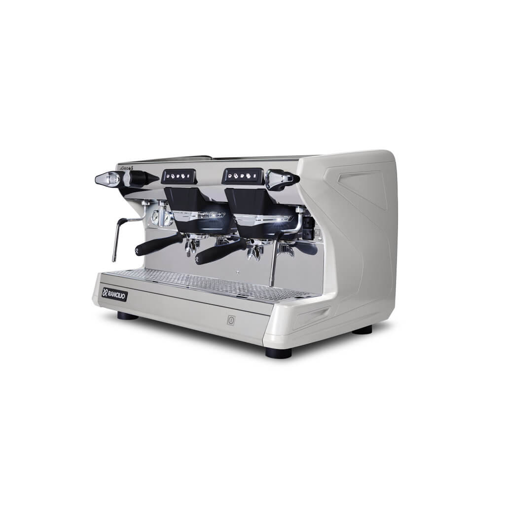 Ekspres dwugrupowy do kawy Classe 5 USB w kolorze białym - przód, lewy bok