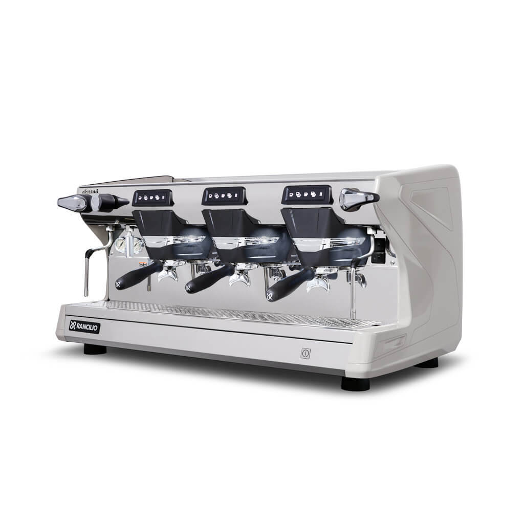 Ekspres trzygrupowy do kawy Classe 5 USB w kolorze białym - przód, lewy bok