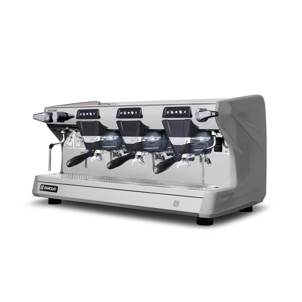 Ekspres trzygrupowy do kawy Classe 5 USB w kolorze szarym - przód, lewy bok