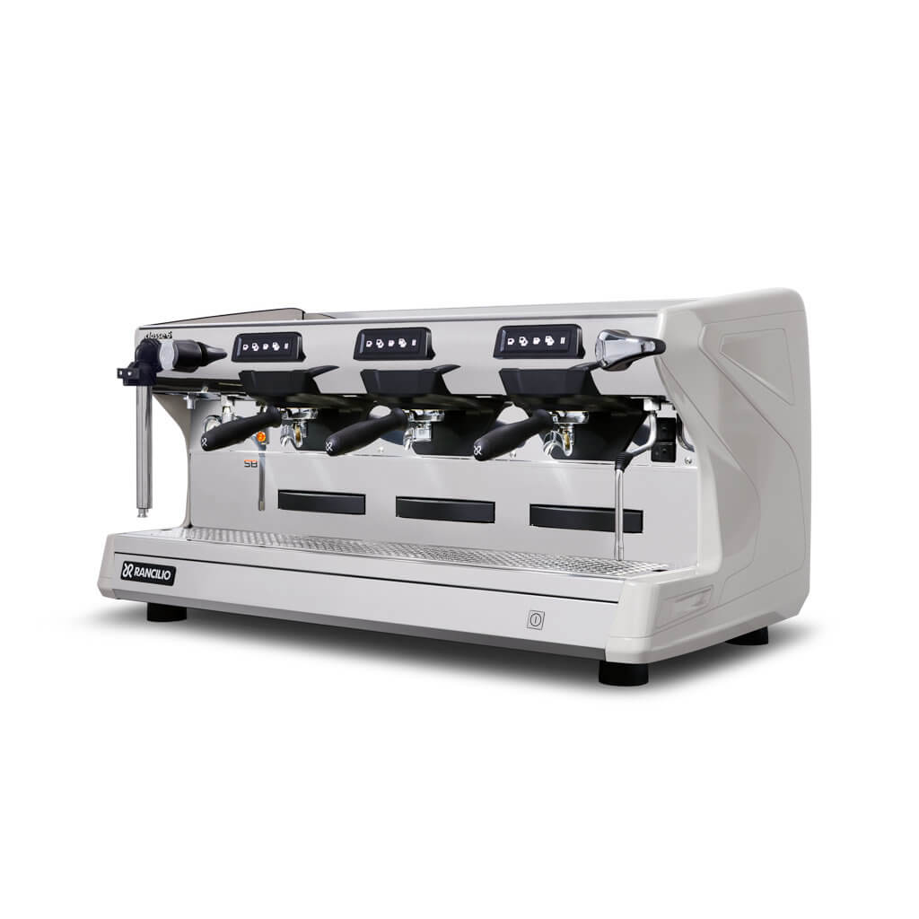 Ekspres trzygrupowy do kawy Classe 5 USB Wysoka Grupa w kolorze białym - przód, lewy bok