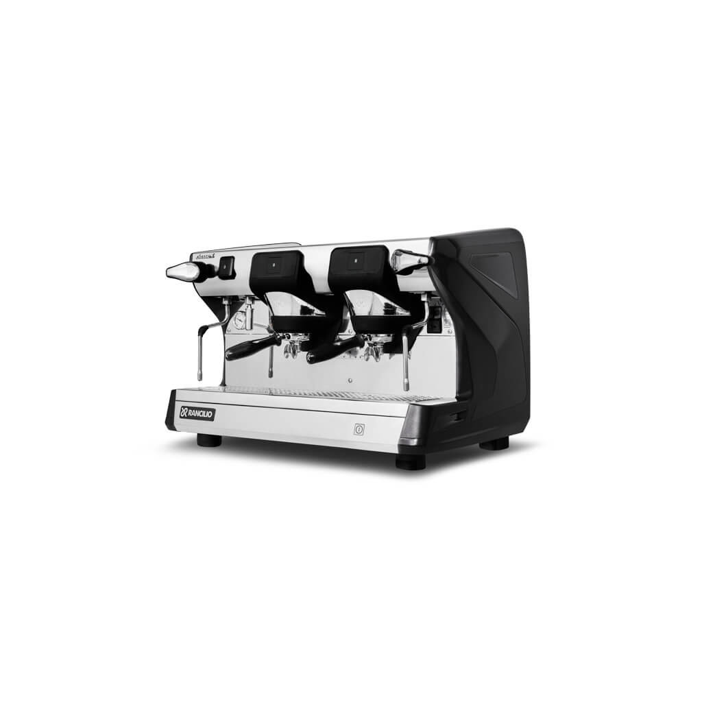 Ekspres 2-grupowy do kawy Classe 7 S - czarny, przód, lewy bok Ekspres dwugrupowy do kawy Classe 7 S w kolorze czarnym - przód, lewy bok