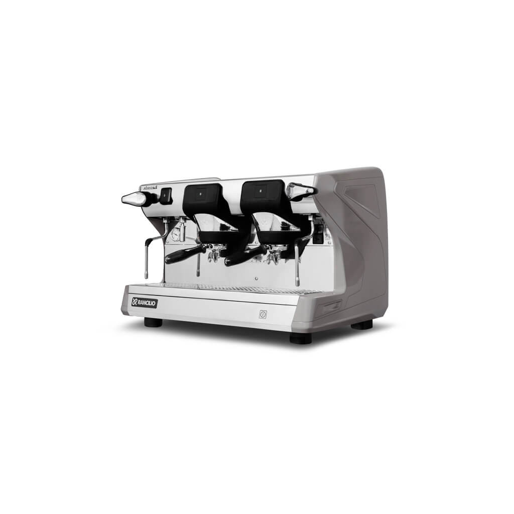 Ekspres 2-grupowy do kawy Classe 7 S - szary, przód, lewy bok Ekspres dwugrupowy do kawy Classe 7 S w kolorze szarym - przód, lewy bok