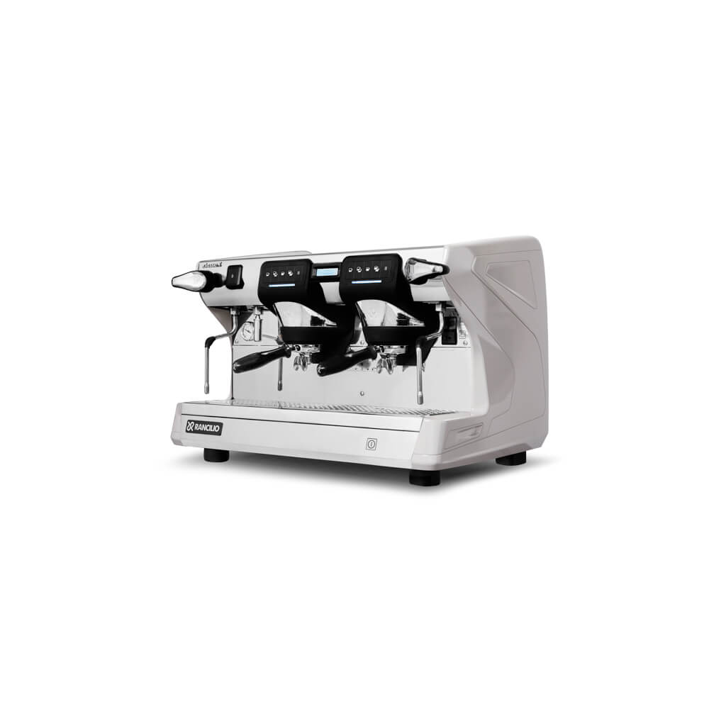 Ekspres dwugrupowy do kawy Classe 7 USB w kolorze białym - przód, lewy bok