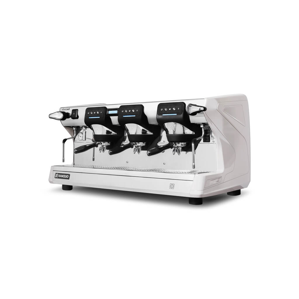 Ekspres trzygrupowy do kawy Classe 7 USB w kolorze białym - przód, lewy bok