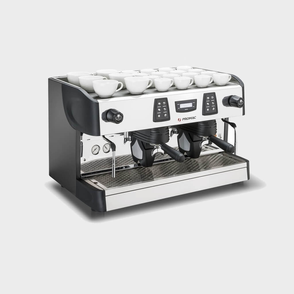 Ekspres dwugrupowy do kawy Green Plus w kolorze czarnym - prawy bok, tył