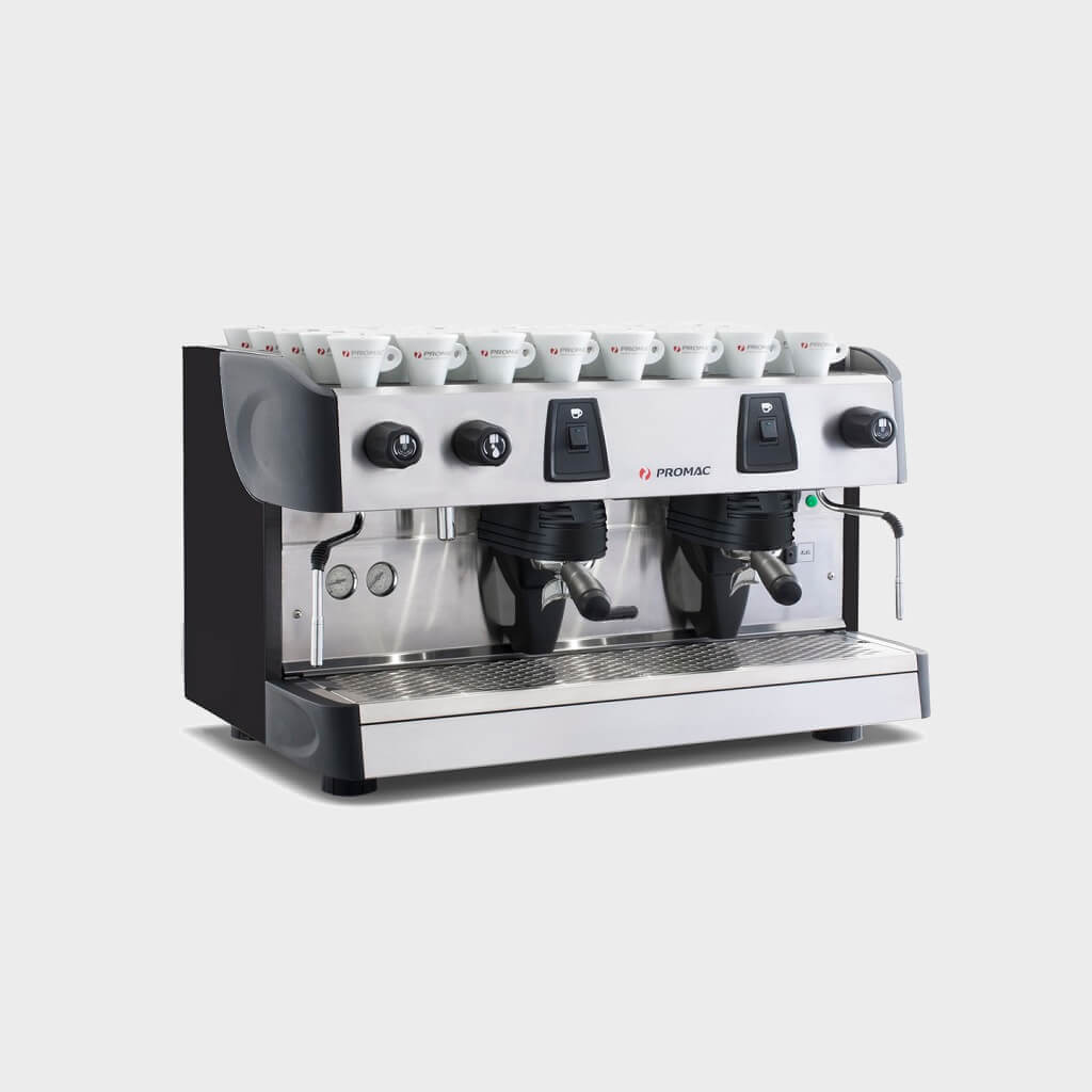 Ekspres dwugrupowy do kawy Green Plus w kolorze czarnym - przód, prawy bok