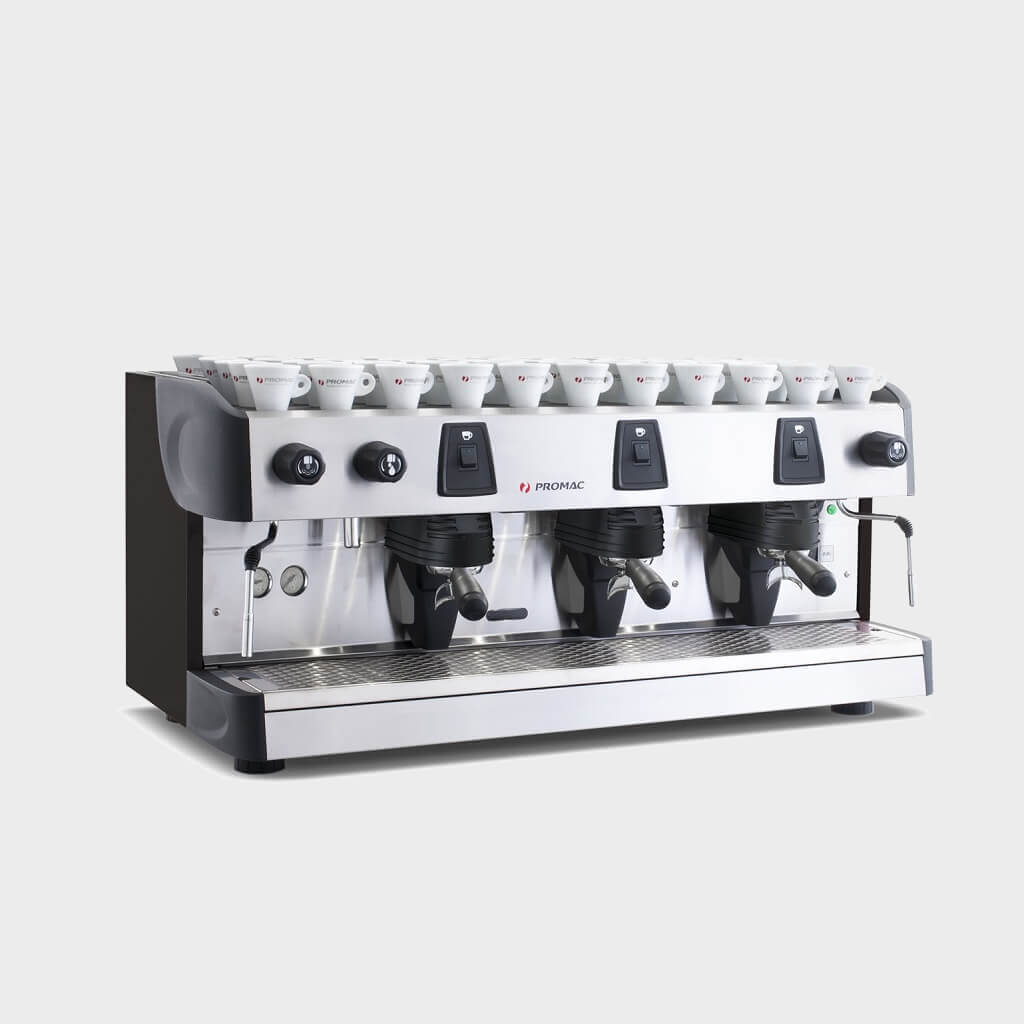 Ekspres trzygrupowy do kawy Green Plus w kolorze czarnym - przód, prawy bok