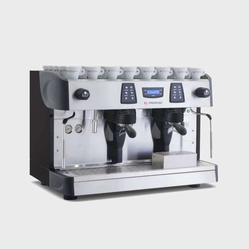 Ekspres dwugrupowy do kawy Green Plus w kolorze czarnym - prawy bok, tył