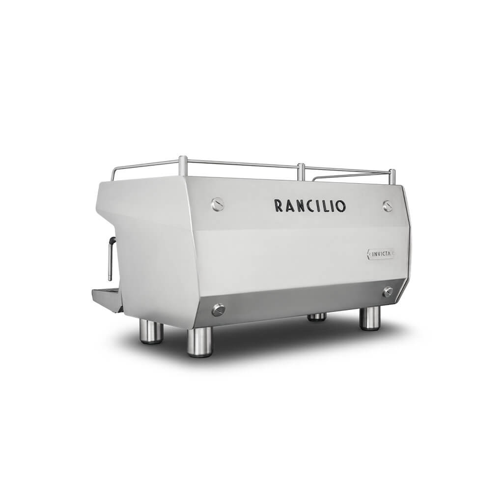 Ekspres dwugrupowy do kawy Invicta w wykończeniu ze stali nierdzewnej - tył, lewy bok