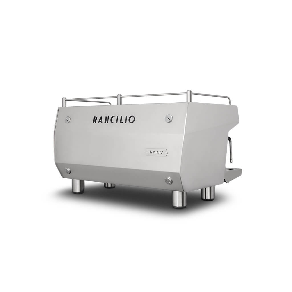 Ekspres dwugrupowy do kawy Invicta w wykończeniu ze stali nierdzewnej - tył, prawy bok