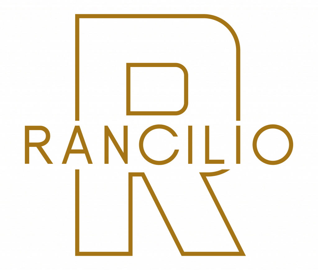 Logo Rancilio z kwadratową czaszą przeciętą nazwą Rancilio - lata pięćdziesiąte