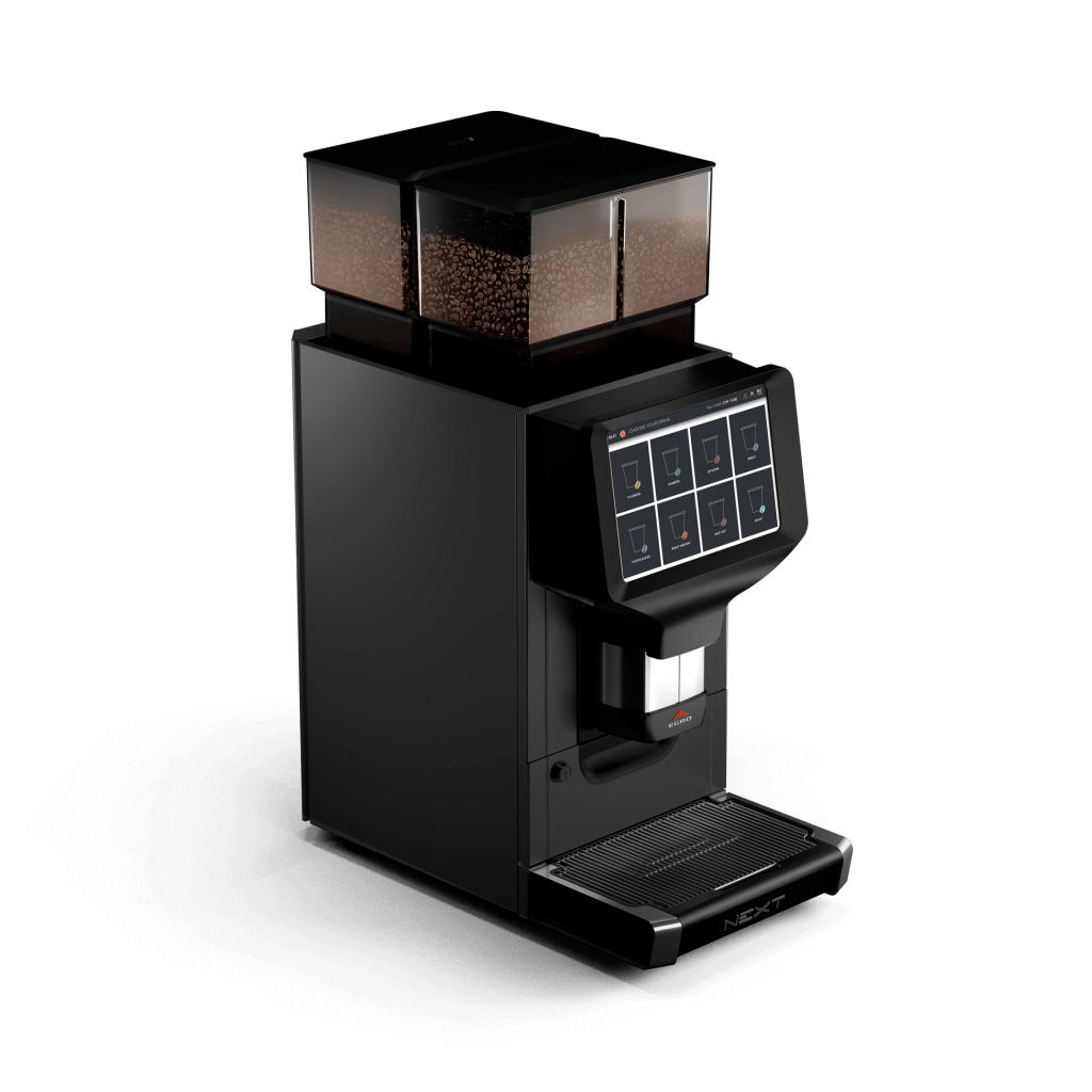 Ekspres do kawy Touch Coffee z wbudowaną chłodziarką do kawy - przód, prawy bok